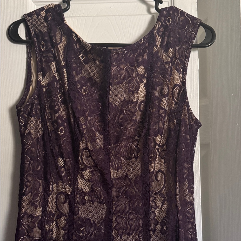 Purple Lace Midi Dress